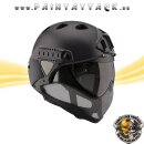Taktischer Helm mit Thermalglas und Mesh Gitterschutz für Paintball und Airsoft schwarz