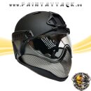 Taktischer Helm mit Thermalglas und Mesh Gitterschutz für Paintball und Airsoft schwarz