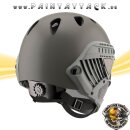 Taktischer Helm mit Thermalglas und Mesh Gitterschutz für Paintball und Airsoft oliv