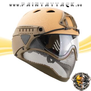 Taktischer Helm mit Thermalglas und Gitterschutz Mod. Raptor TAN